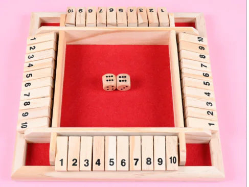 Deluxe Shut The Box Board Game with Dice for Adults