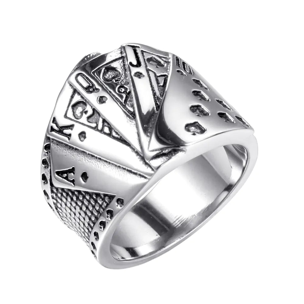 Poker Ring with Tonghua Style Design