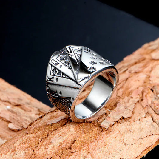 Poker Ring with Tonghua Style Design