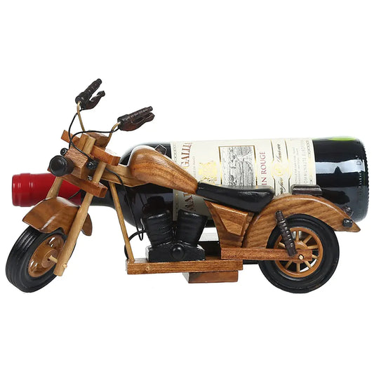 Wooden Motorcycle Wine Rack and Bottle Holder Decor