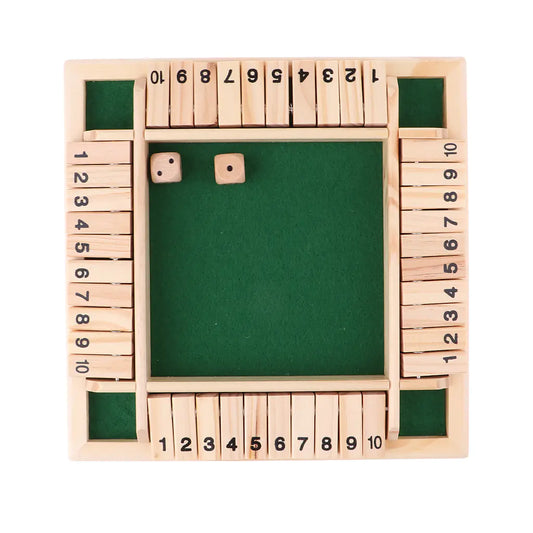 Deluxe Shut The Box Board Game with Dice for Adults