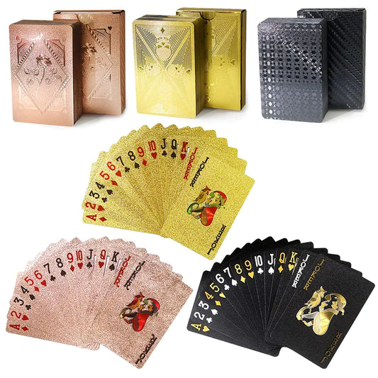 MINGRI 3 Decks Waterproof Playing Cards Plastic Deck of Playing Poker Cards Cool Black Rose Gold Playing Cards Themed Standard Playing Cards Game Luxury Unique Playing Cards for Adults