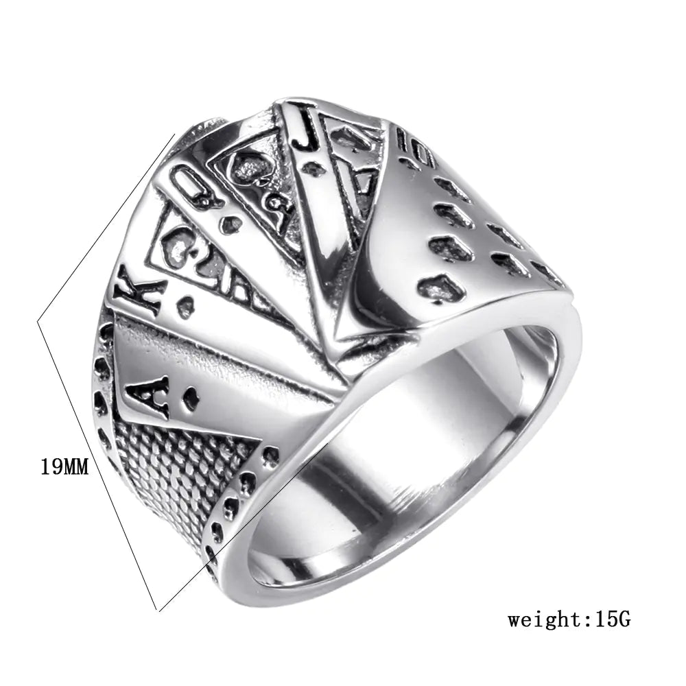 Poker Ring with Tonghua Style Design