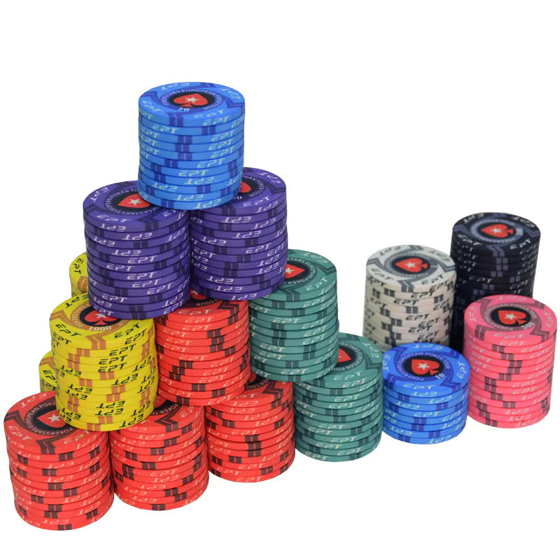 EPT Ceramic Poker Chips for Texas Hold'em & Games