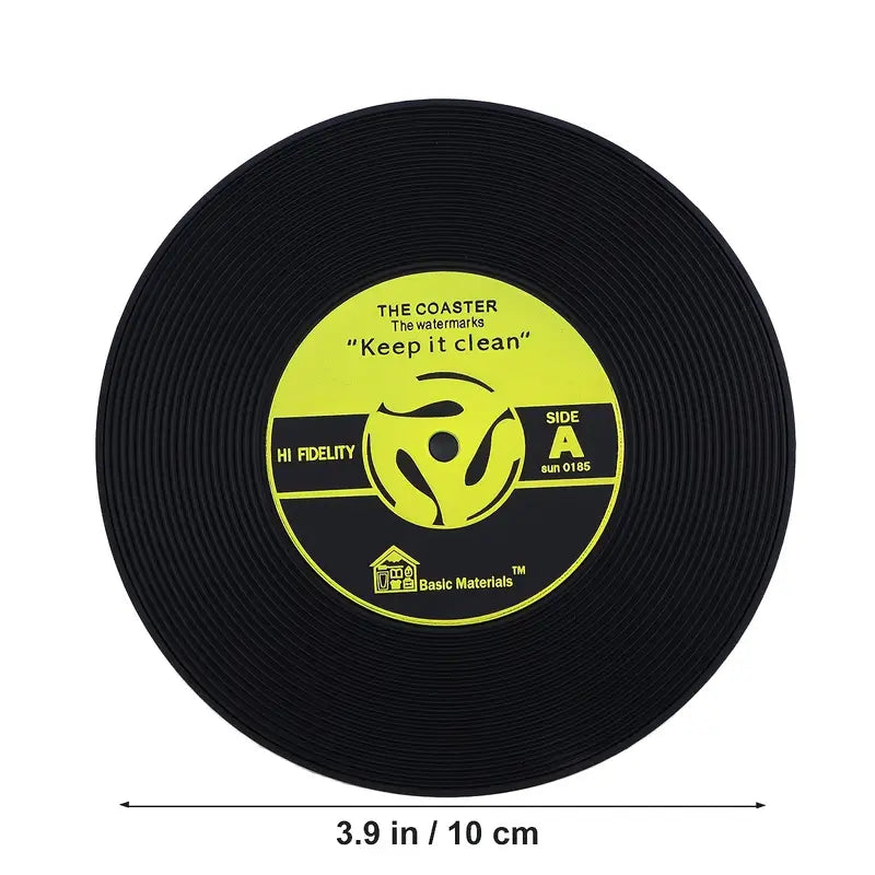 Funny Vinyl Record Coasters for Music Lovers (Set of 4)