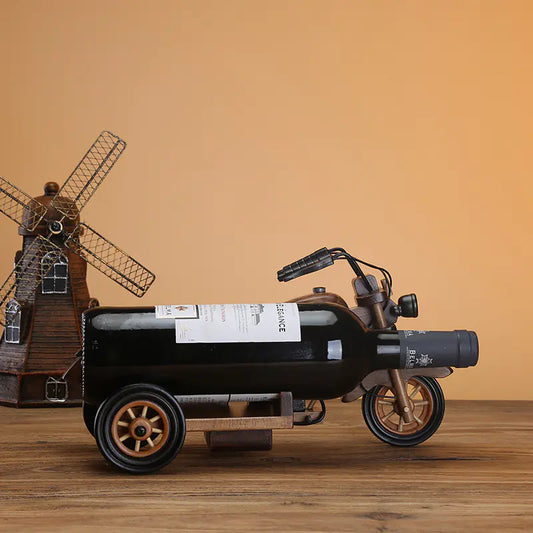 Wooden Motorcycle Wine Rack and Bottle Holder Decor