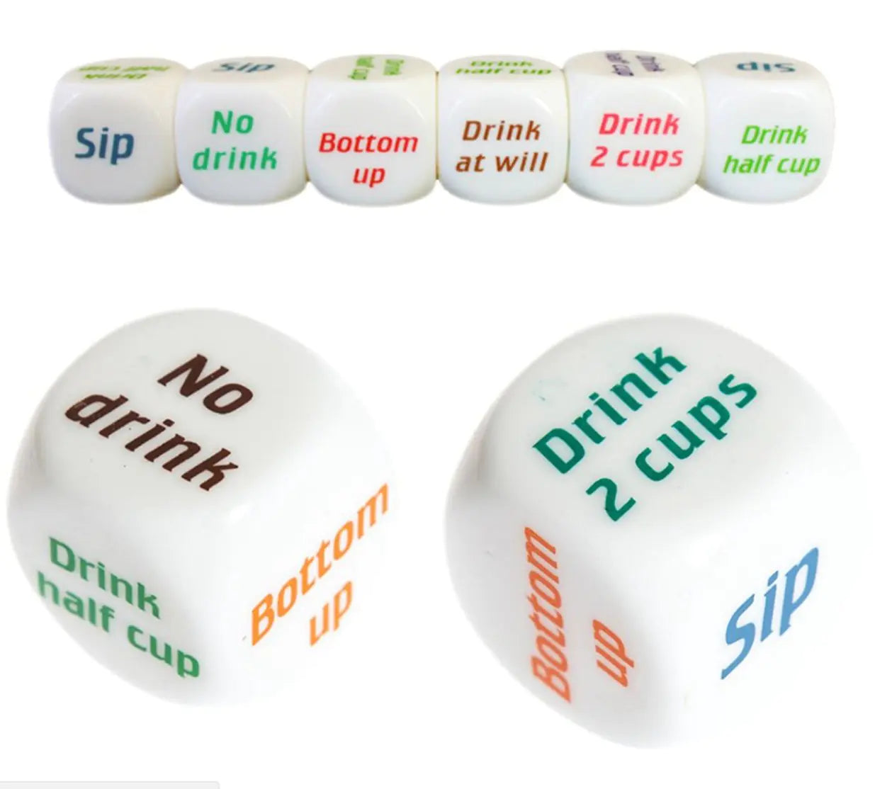 Colorful English Dice for Creative Drinking Games