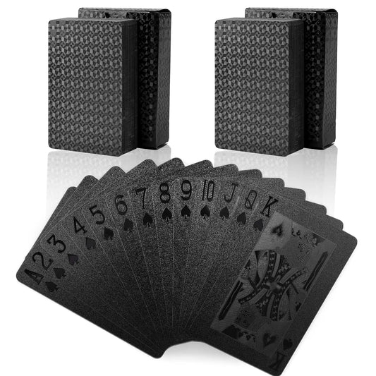 Joyoldelf Playing Cards 2 Decks of Cards with Box Cool Black Foil Poker Cards/Waterproof Playing Cards - Classic Magic Tricks Tool for Party and Game