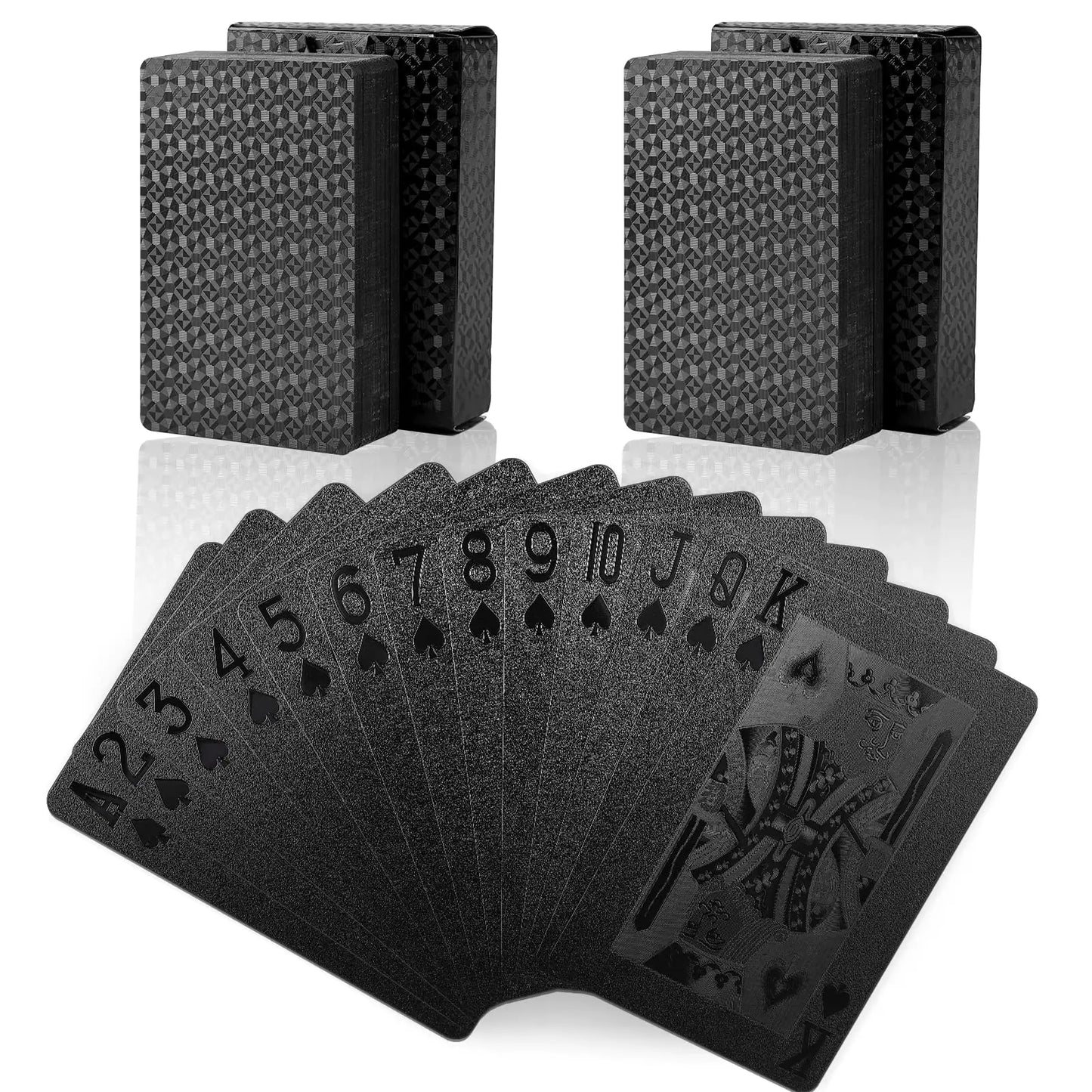 Joyoldelf Playing Cards 2 Decks of Cards with Box Cool Black Foil Poker Cards/Waterproof Playing Cards - Classic Magic Tricks Tool for Party and Game