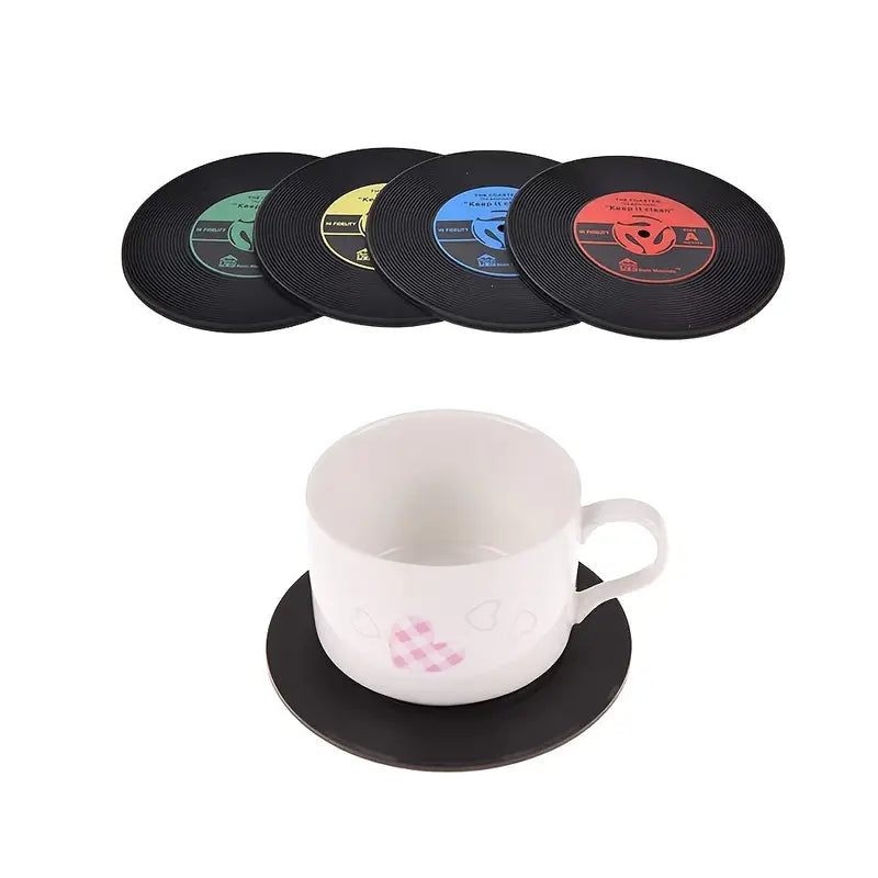Funny Vinyl Record Coasters for Music Lovers (Set of 4)