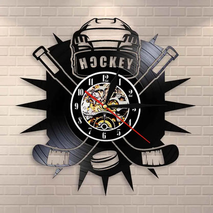 Hockey Sport Vinyl Record Wall Clock