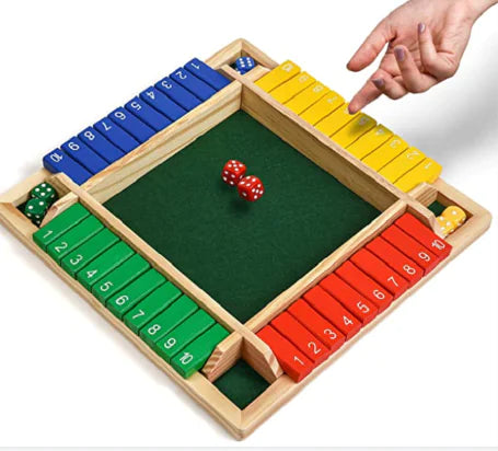 Deluxe Shut The Box Board Game with Dice for Adults